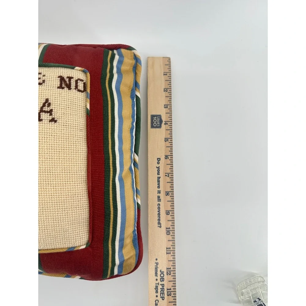 Vintage Needlepoint Pillow If Mother Says No Ask Grandma Striped Accent 12x12